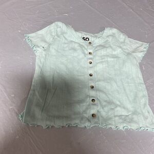 SO Mint Green Short-Sleeve Button-Front Knit Top 953